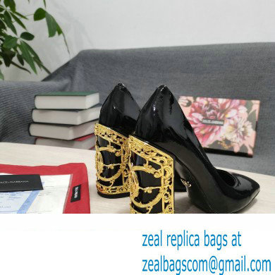 Dolce  &  Gabbana Logo Heel 10.5cm Patent leather Pumps Black 2022